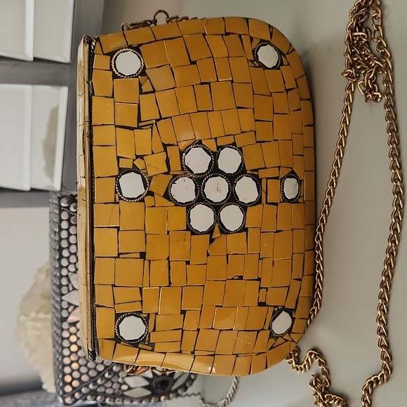 BOHO Clay, brass, stone purse - Picture 2 of 5